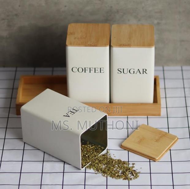 Metal Coffee Jar Set Bamboo Lid - main view