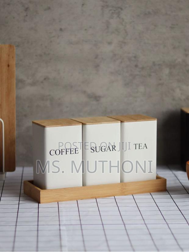 Metal Coffee Jar Set Bamboo Lid - thumbnail 2