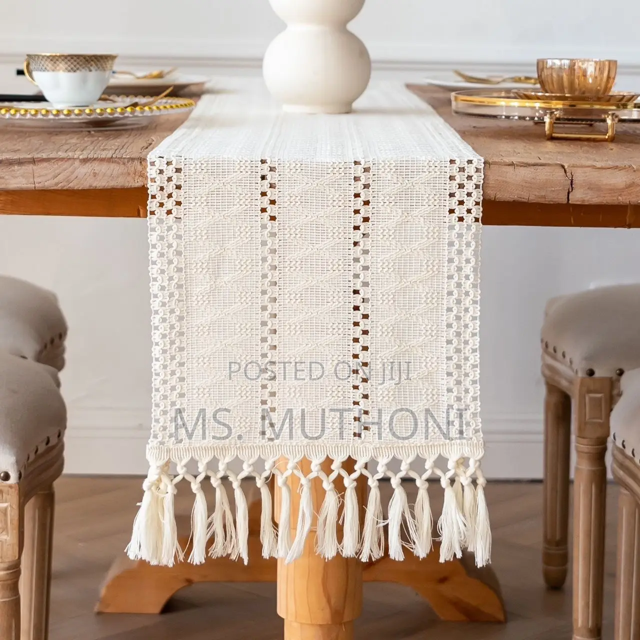 *Farmhouse /Boho Linen Table Runner