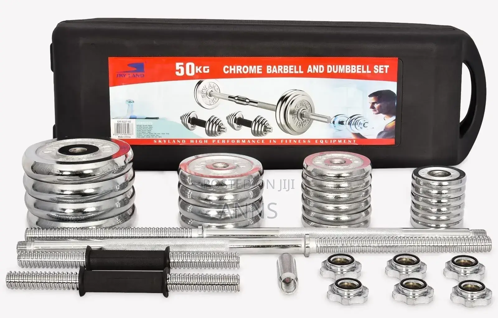 Chrome 50kgs Dumbells Set+ Burbell With Case