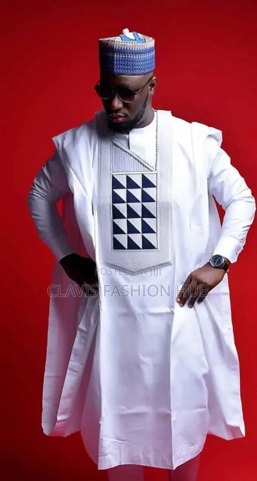 White Nigerian Wedding Agbada Outfit for Men