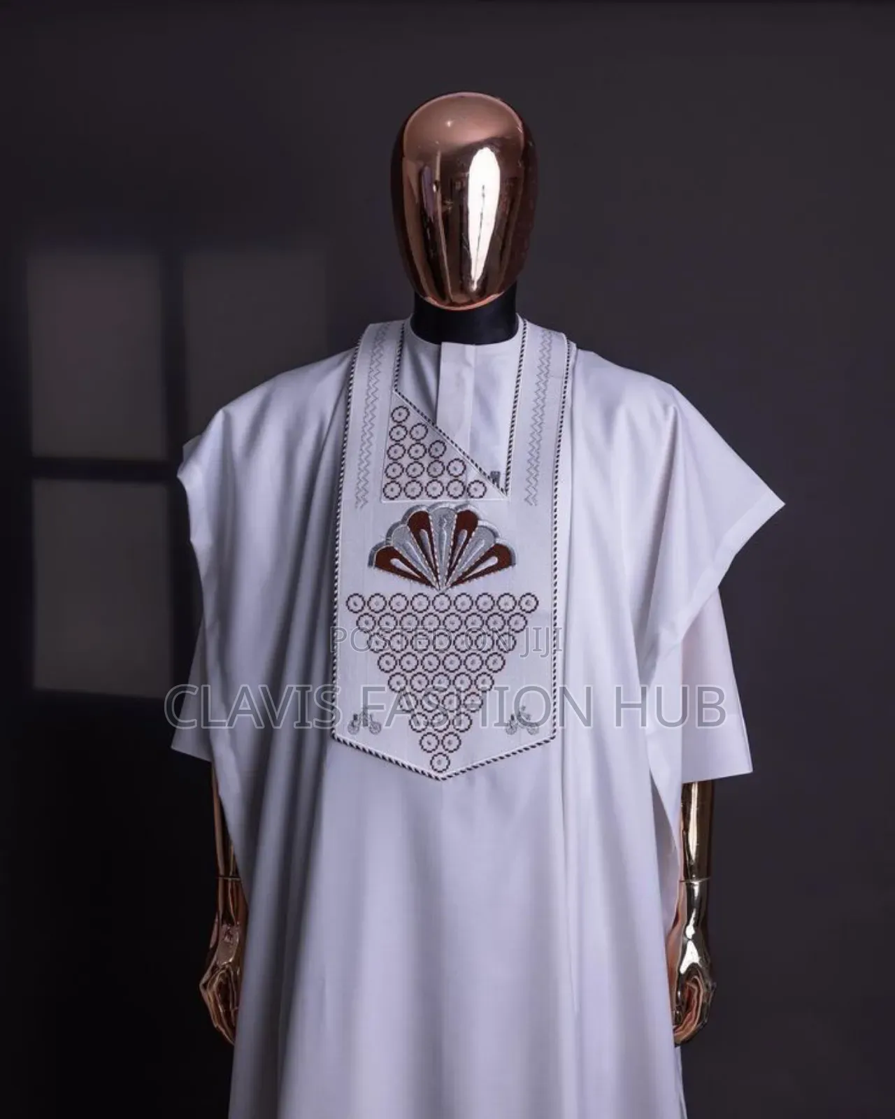 White Nigerian Wedding Agbada Outfit for Men