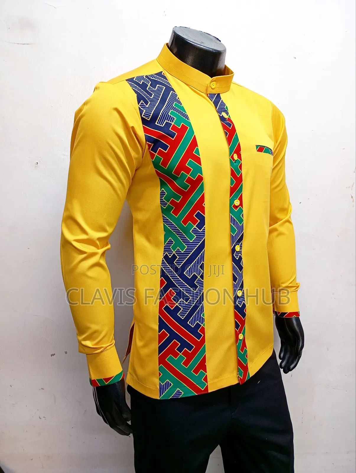 Mustard Mystique Shirt With Kitenge