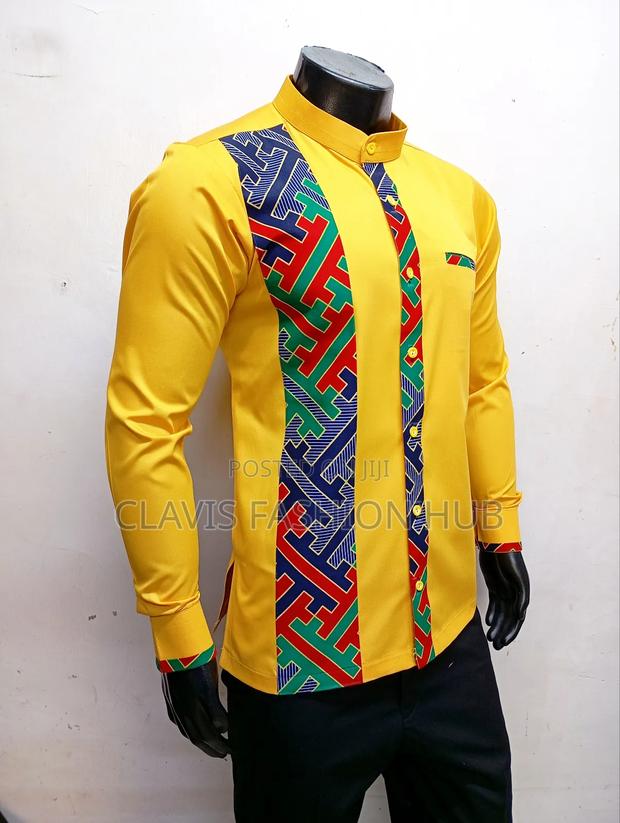 Mustard Mystique Shirt With Kitenge