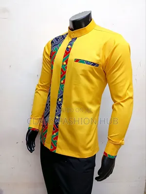 Mustard Mystique Shirt With Kitenge