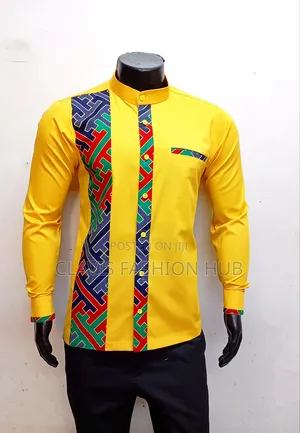 Mustard Mystique Shirt With Kitenge