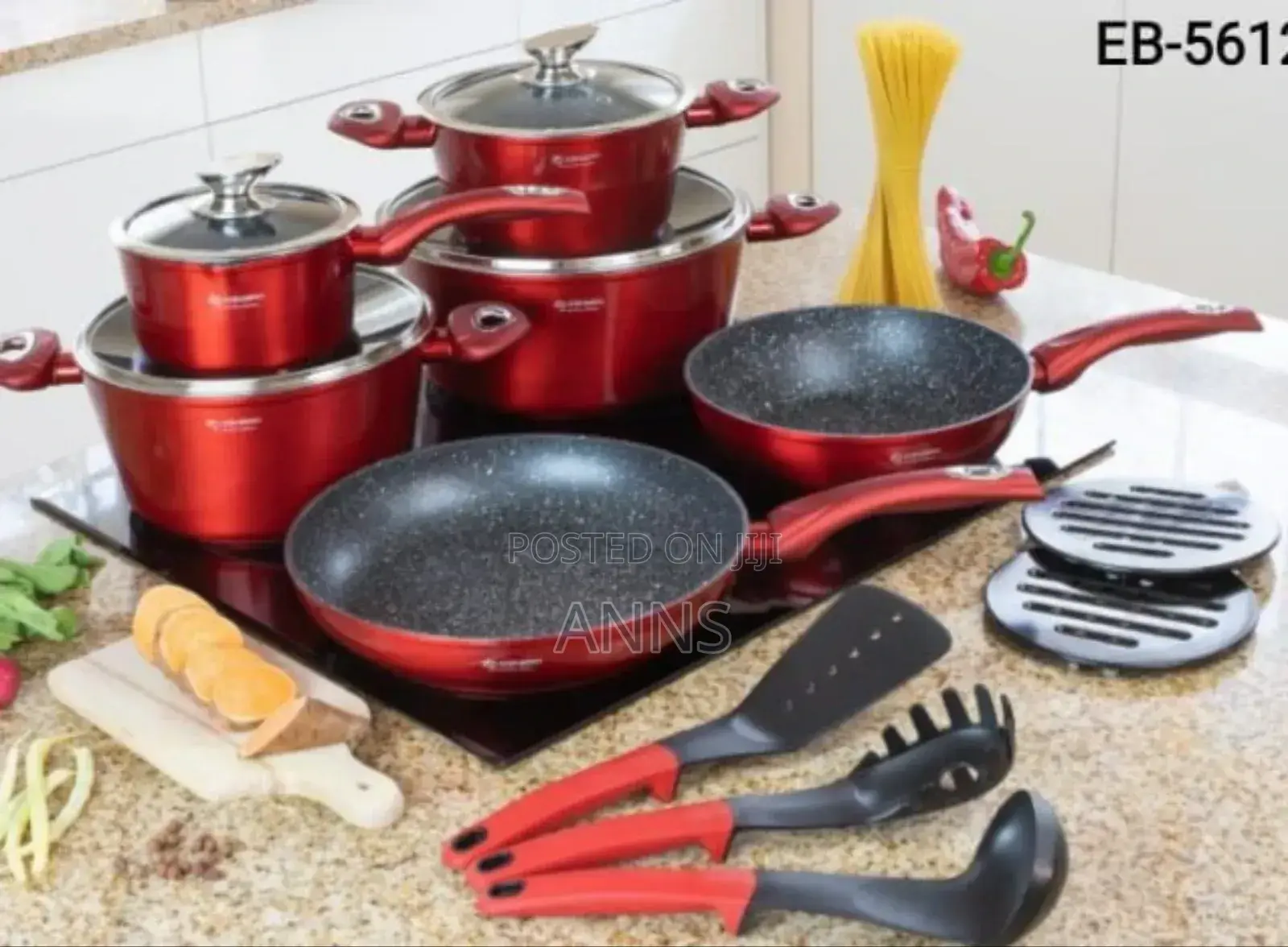 Edenburg 15pc Cookware Set.~ Red