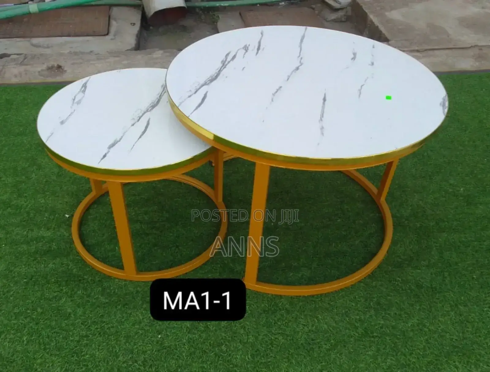 WHITE Nesting Coffee Table Marble Effect (MDF)