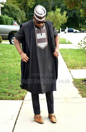 Black Nigerian Wedding Agbada for Men