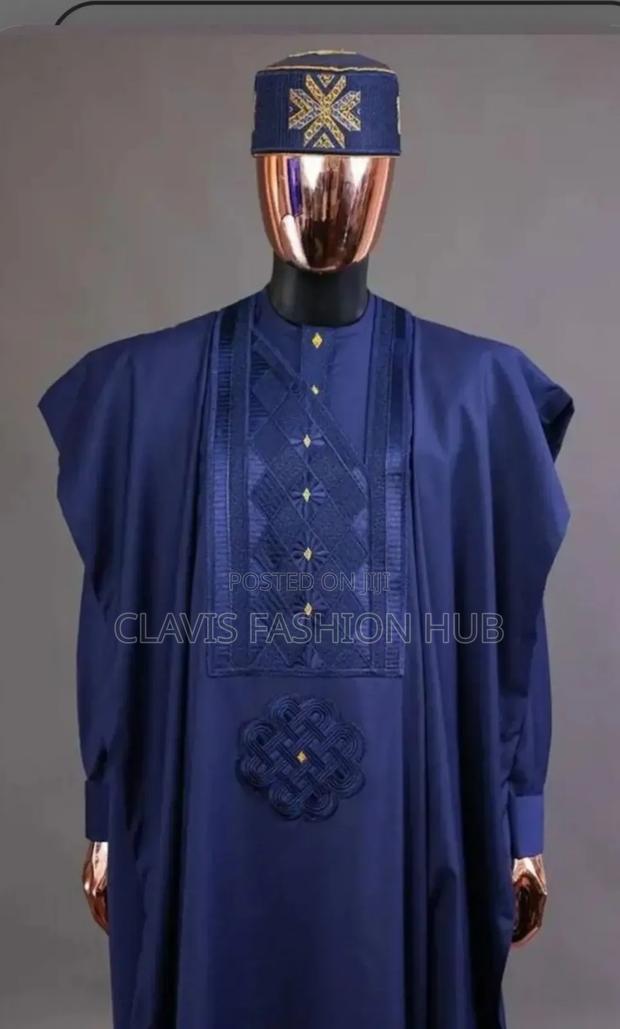 Blue Agbada for African Men - thumbnail 2