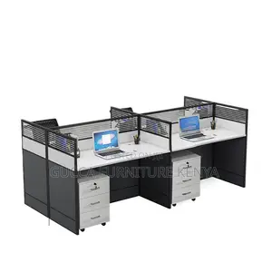 Workstations:4-Seater Rectangular White Lumber Workstation