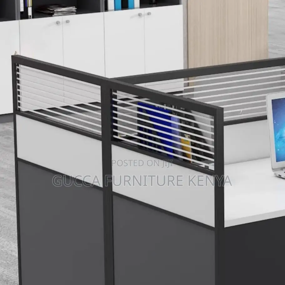 Workstations:4-Seater Rectangular White Lumber Workstation