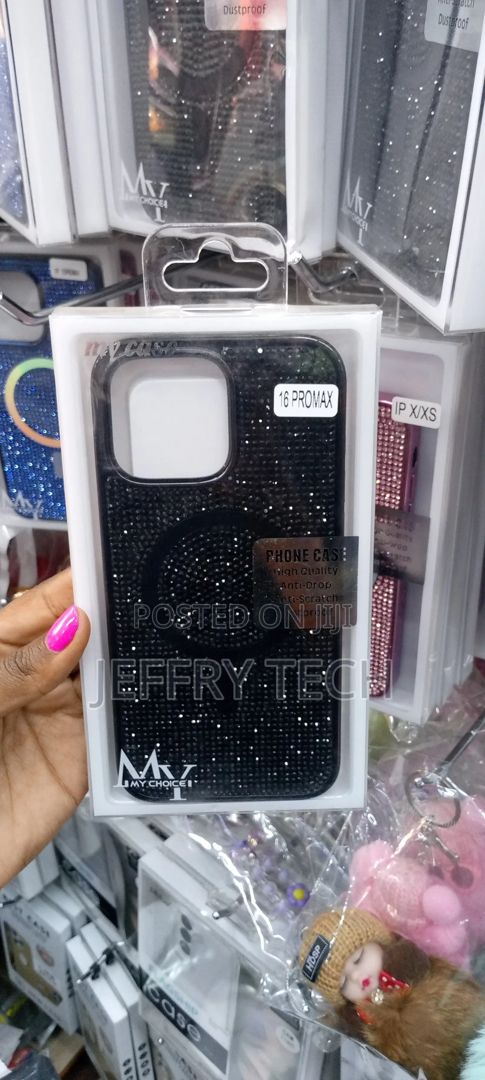 iPhone 16 Pro Max Case Glitter Magnetic Shockproof-Black