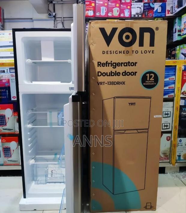 Von 138L Defrost Double Door Fridge- Grey Silver