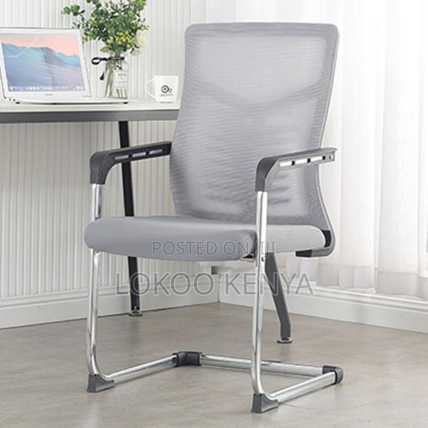 Office Chair: Metallic Fixed Arms Conference Office Chair