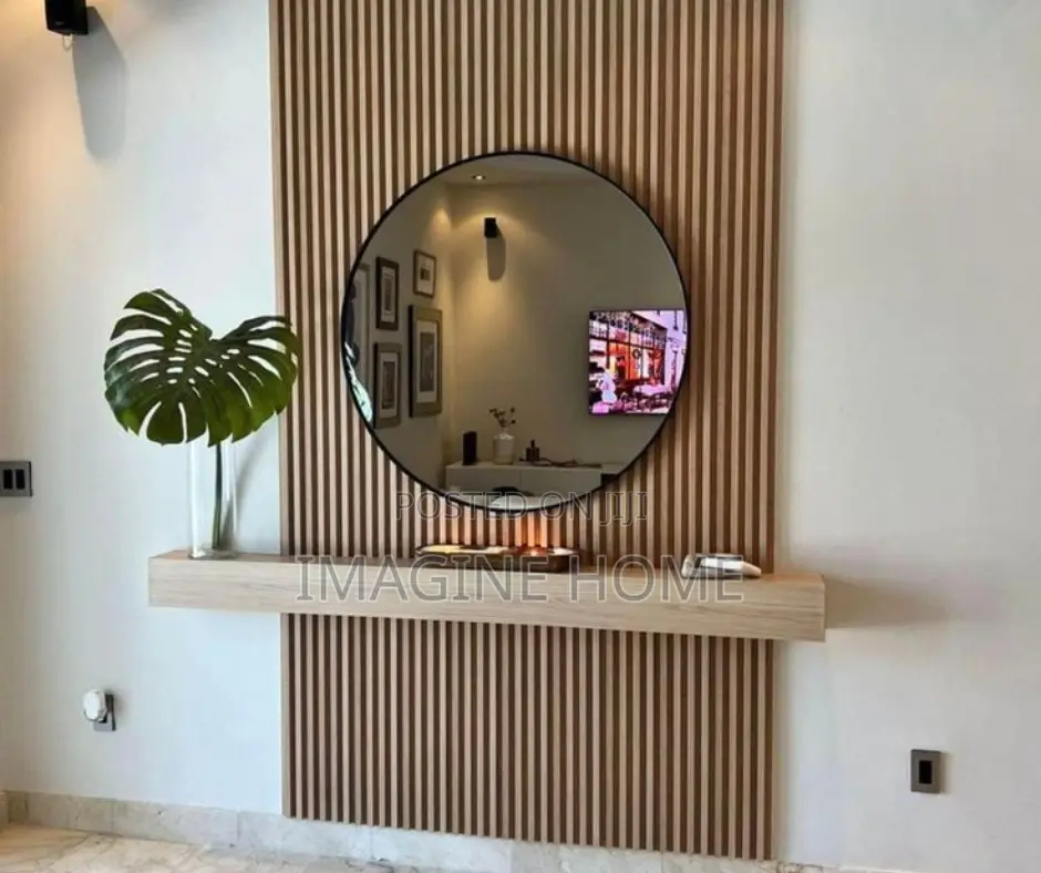 Fluted Wall Panels Brown Color on TV Wall