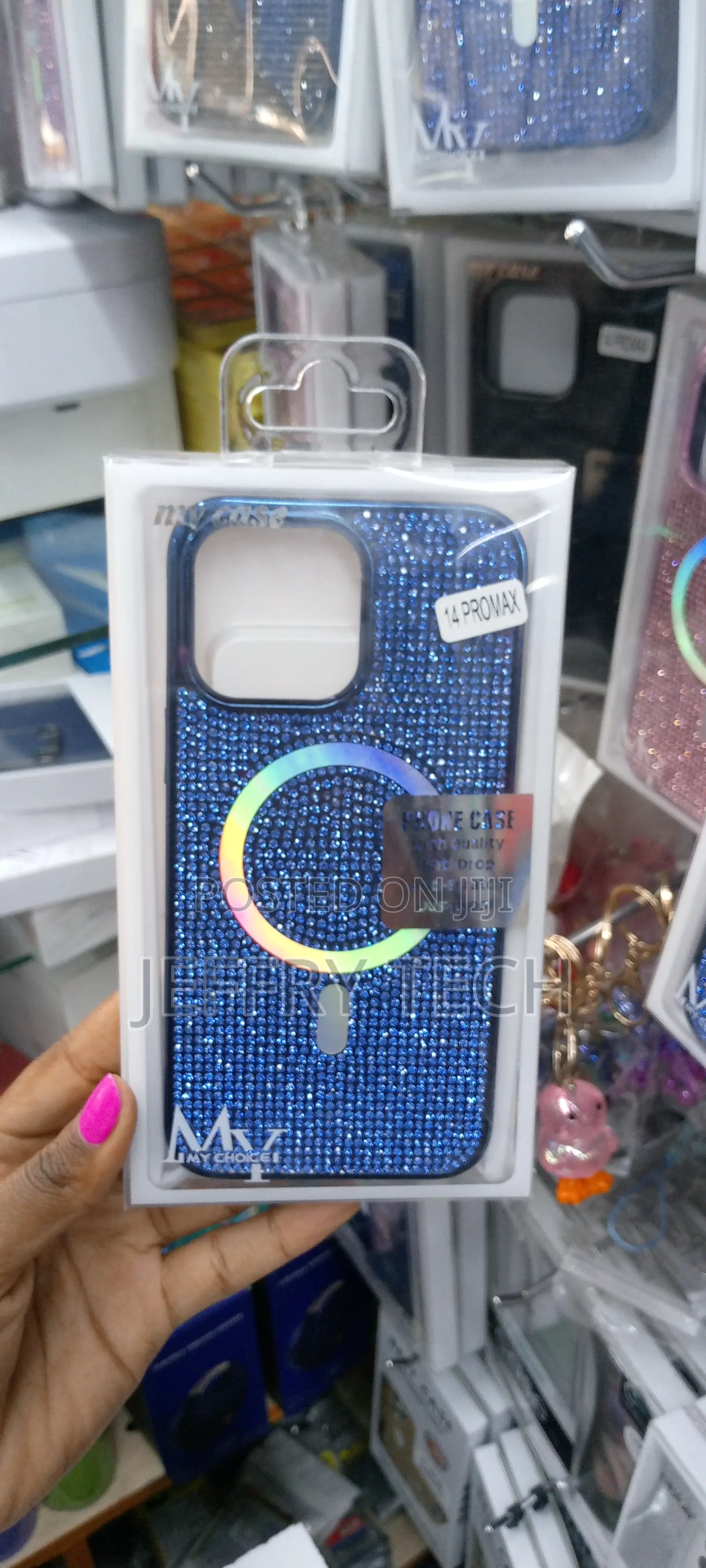 iPhone 14 Pro Max Magnetic Glitter Case, Luxury-Blue