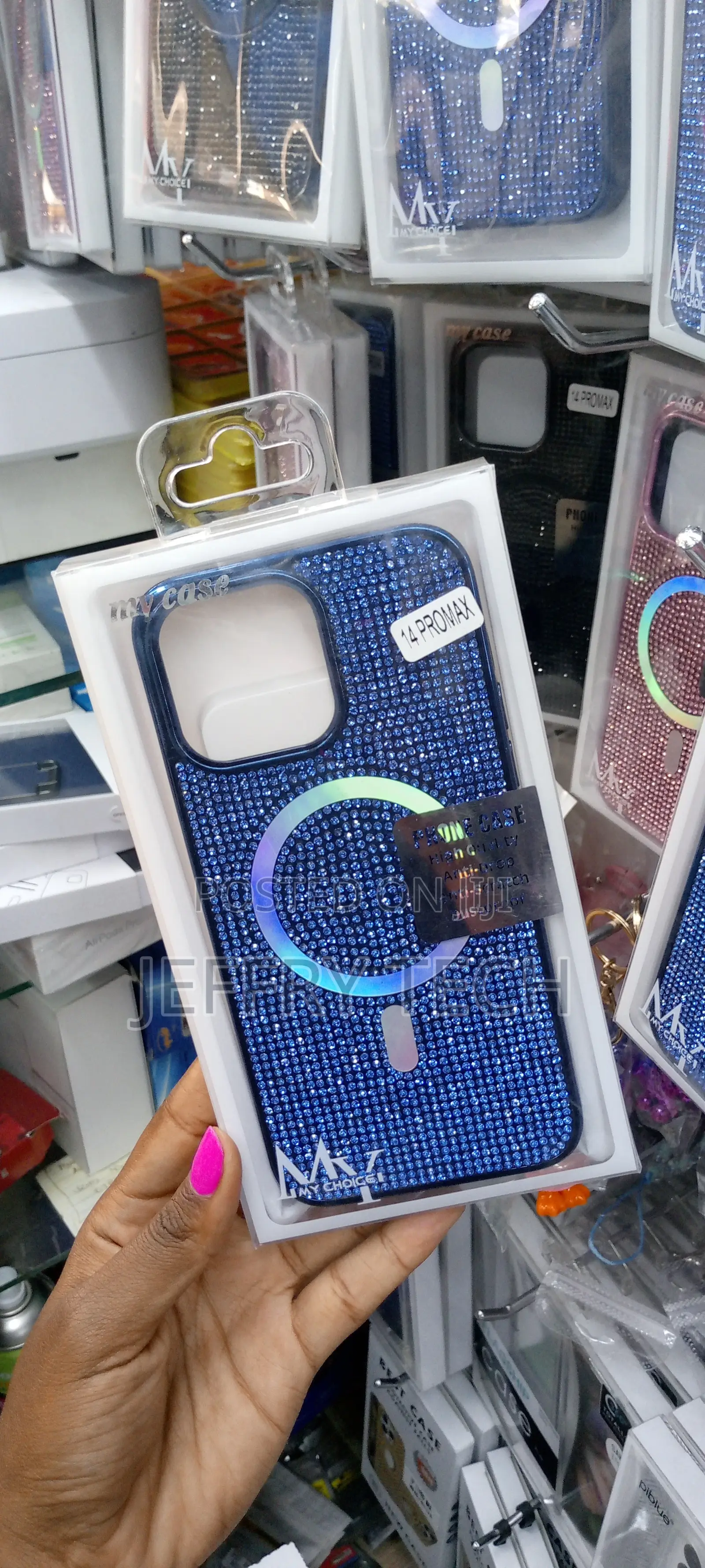 iPhone 14 Pro Max Magnetic Glitter Case, Luxury-Blue
