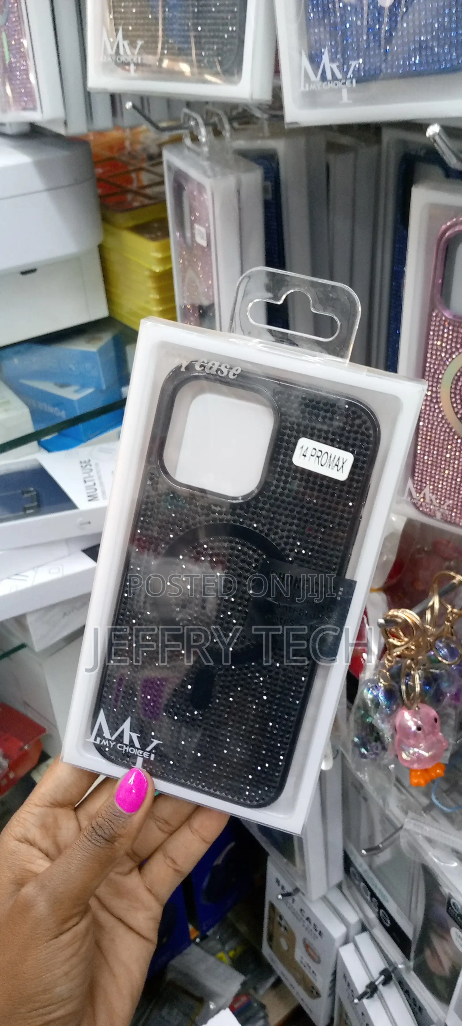 iPhone 14 Pro Max Magnetic Glitter Case, Luxury Cute -Black