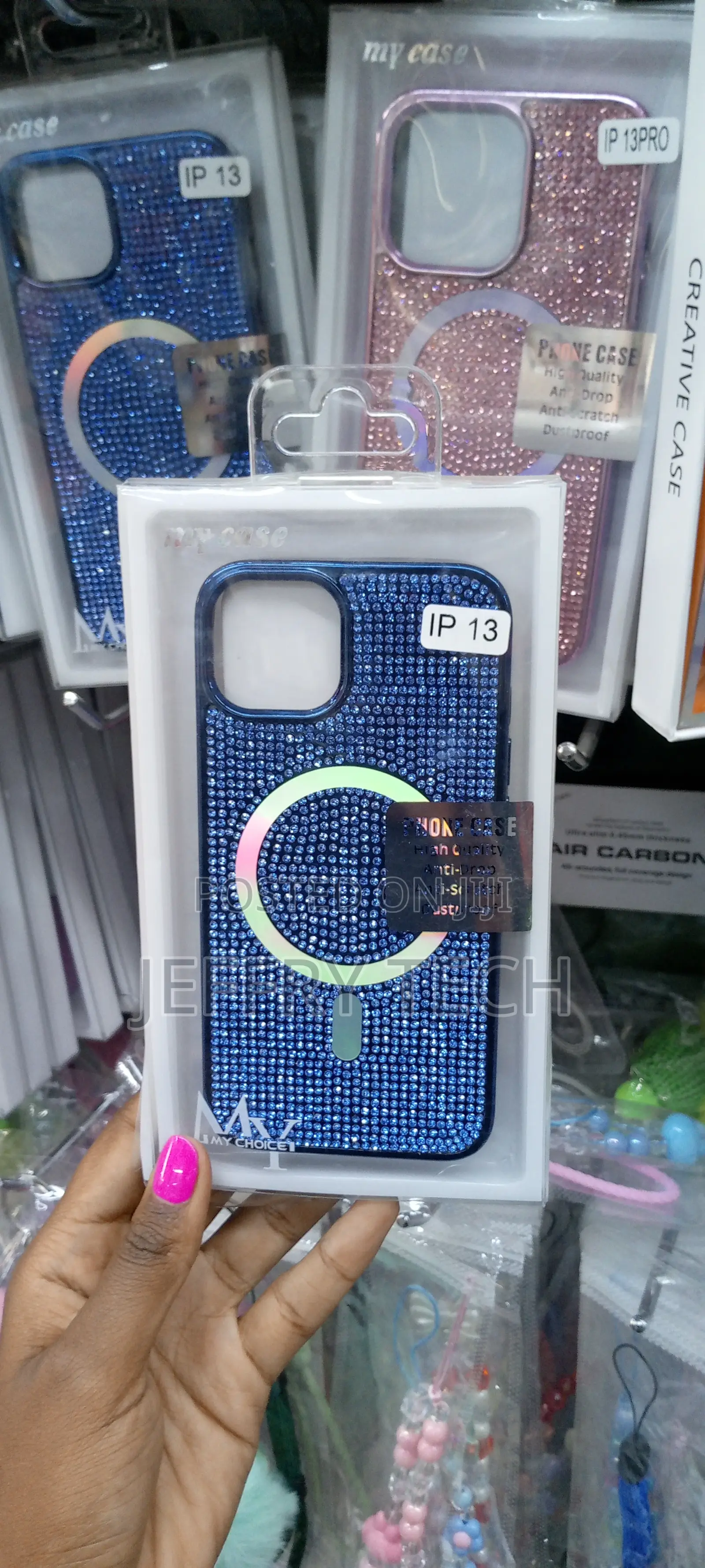 iPhone 13 Magnetic Glitter Case Cute Back Luxury -Blue