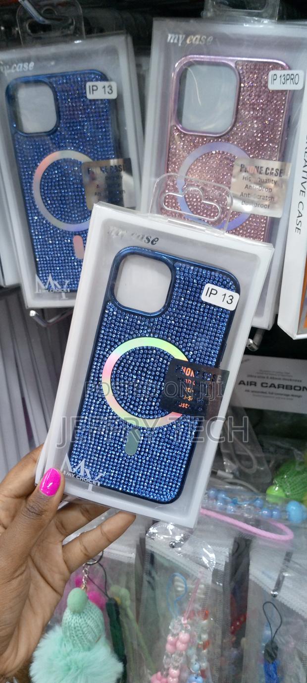 iPhone 13 Magnetic Glitter Case Cute Back Luxury -Blue - thumbnail 2