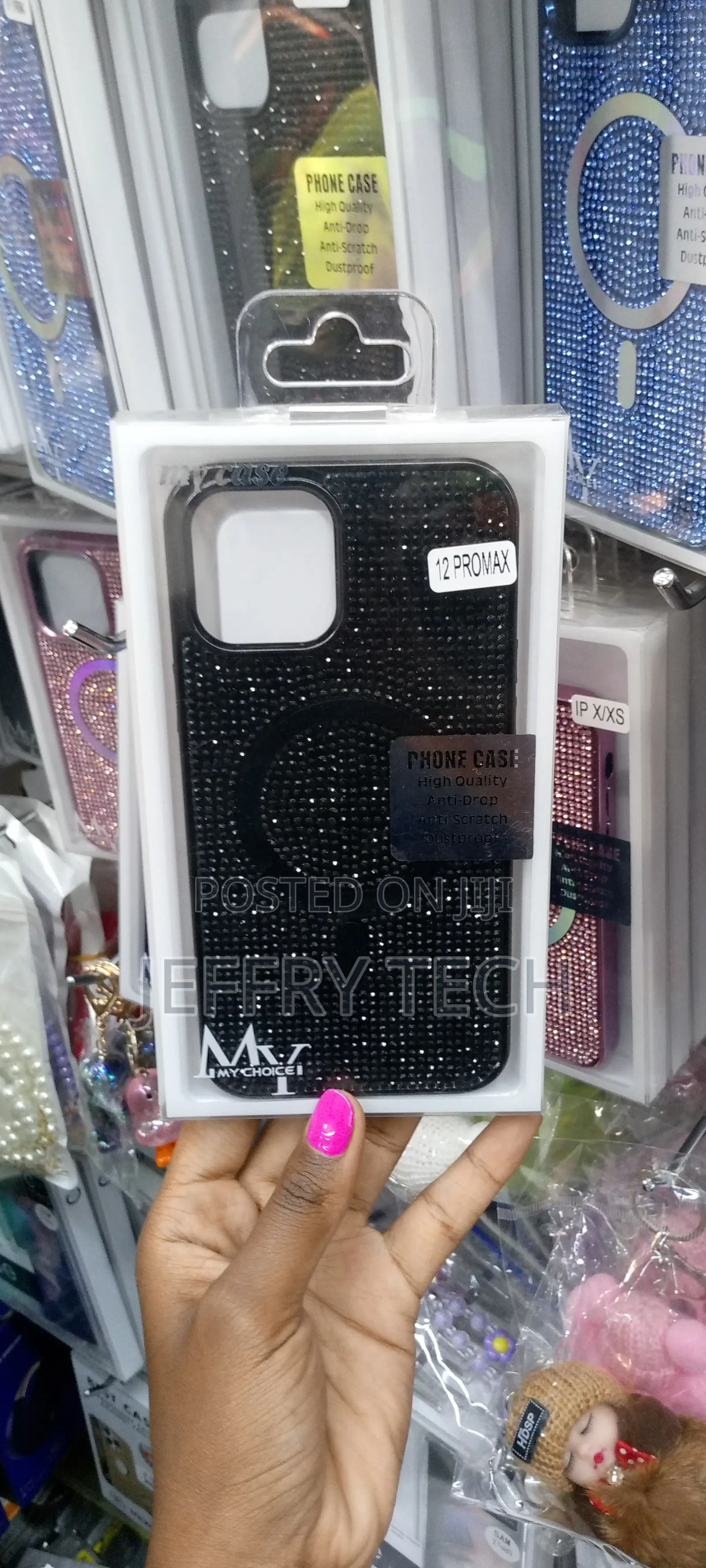 iPhone 12 Pro Max Magnetic Glitter Case for Girls-Black