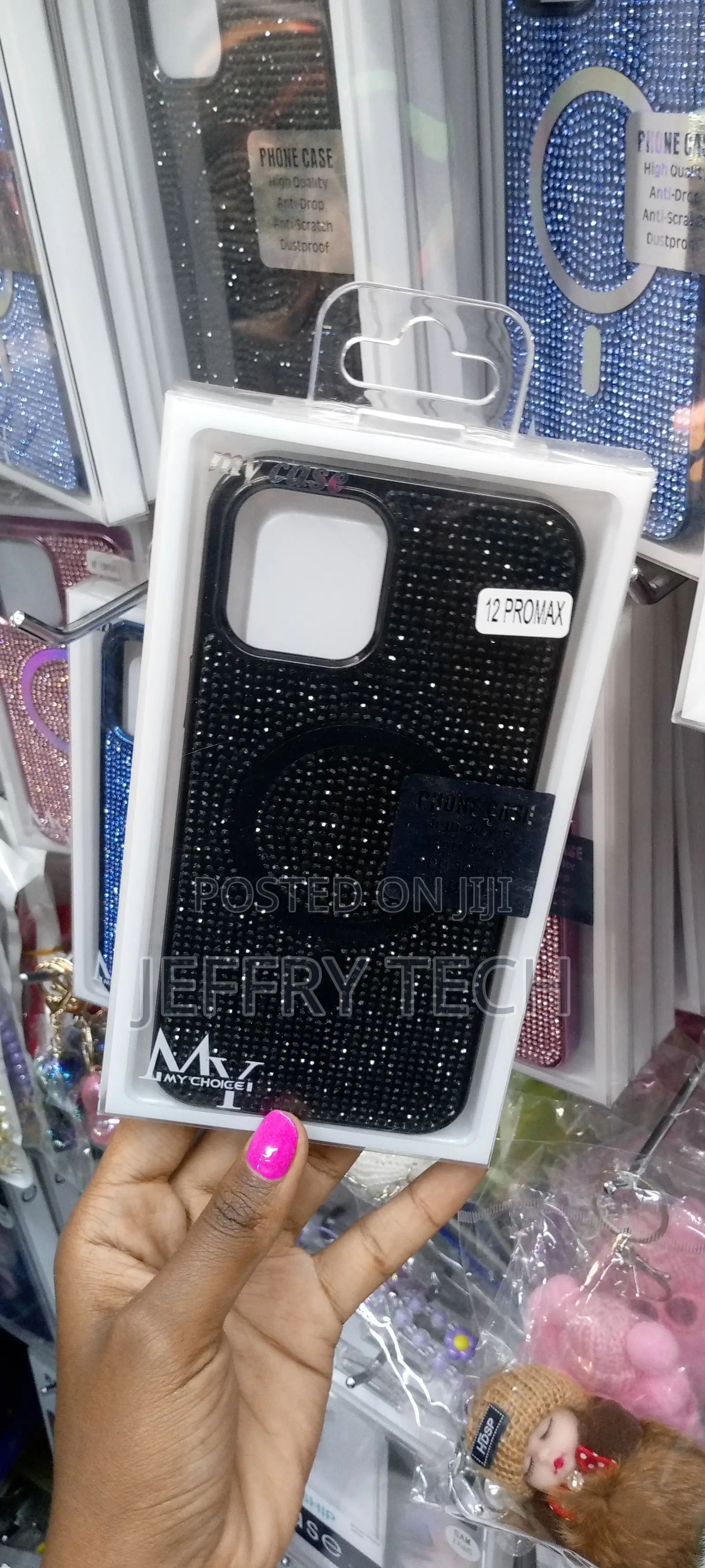 iPhone 12 Pro Max Magnetic Glitter Case for Girls-Black
