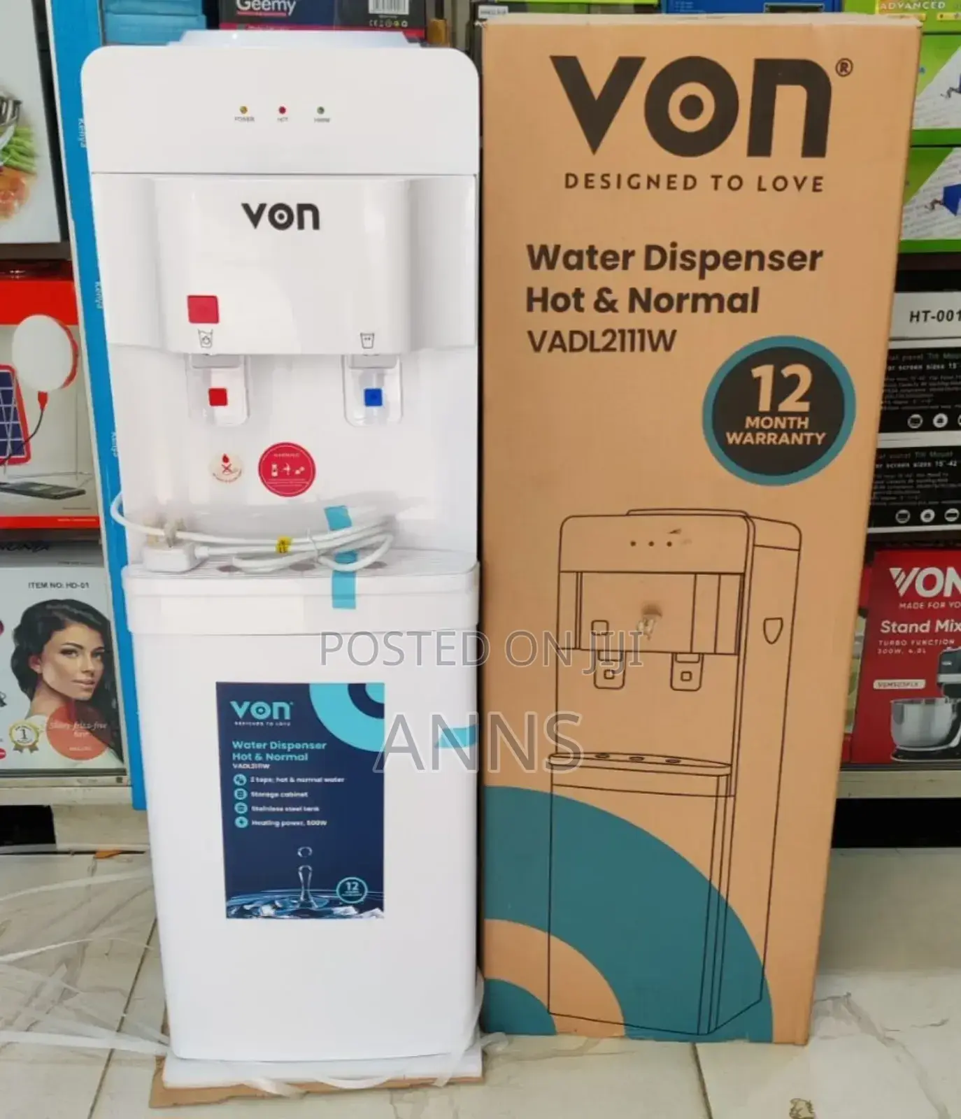 Von 2 Tap Hot Normal Water Dispenser