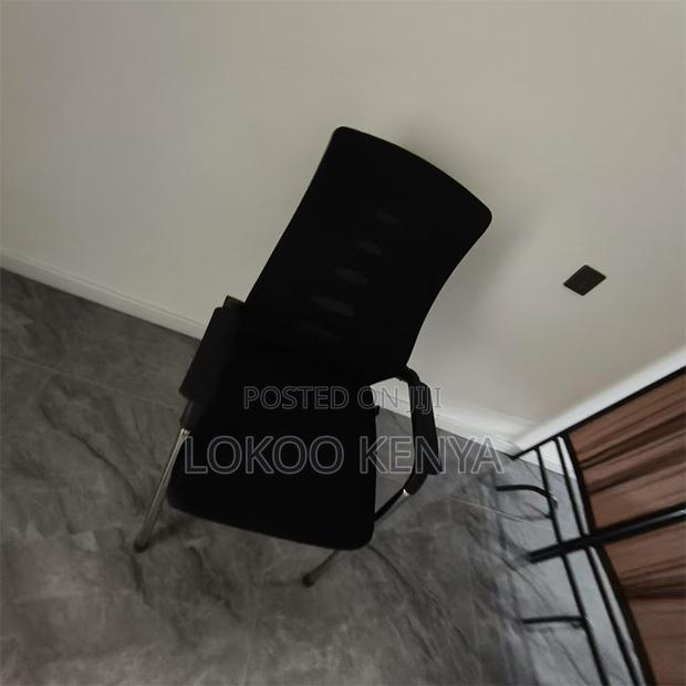 Office Chair: Non-Swivel Metallic Mid-Back Office Chair