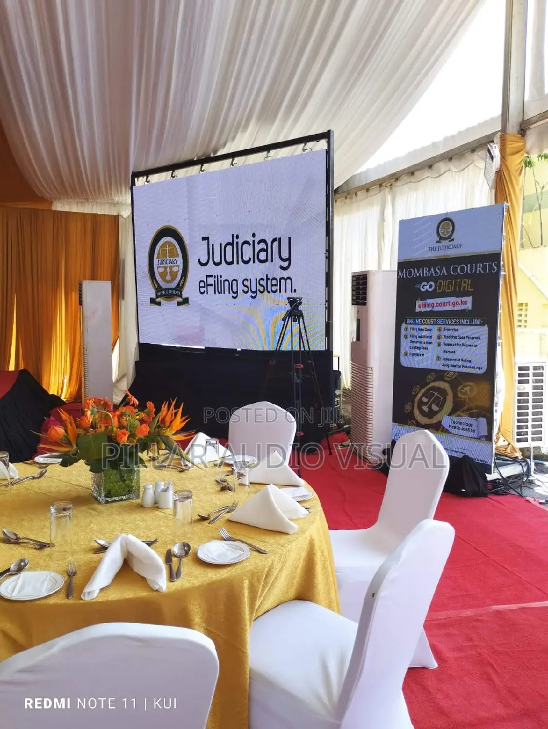 Seats/Chair, Round Tables With Center Pieces, Screen in Tent