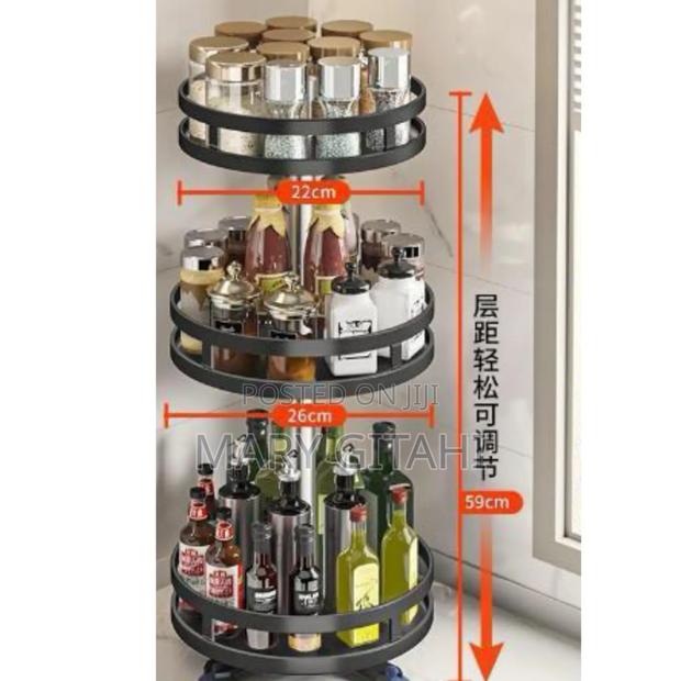  360° Rotating Kitchen Bathroom Storage Rack at 