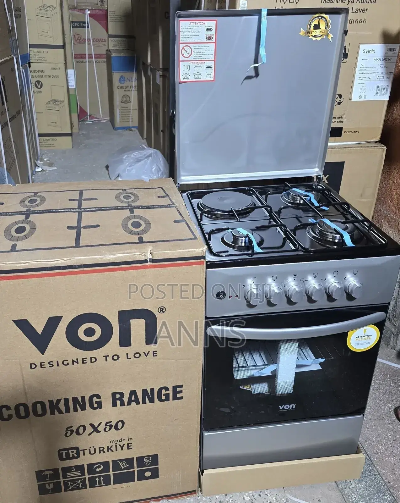 50×50 Von 3+1 Standing Cooker Electric Oven