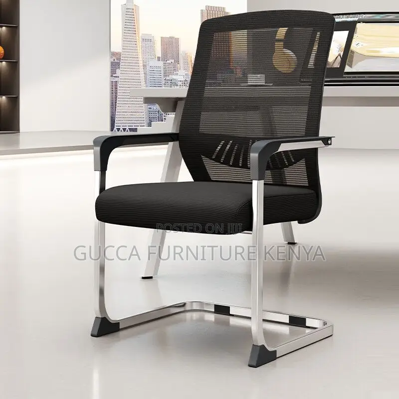 Office Chairs: Black Non-Swivel Conference Mesh Chair