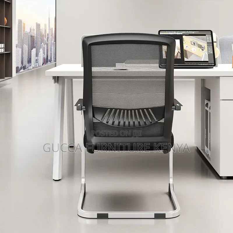 Office Chairs: Black Non-Swivel Conference Mesh Chair