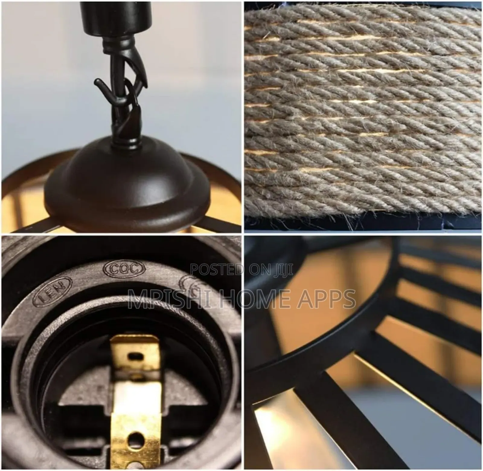 Hemp Rope Pendant Light 30cm