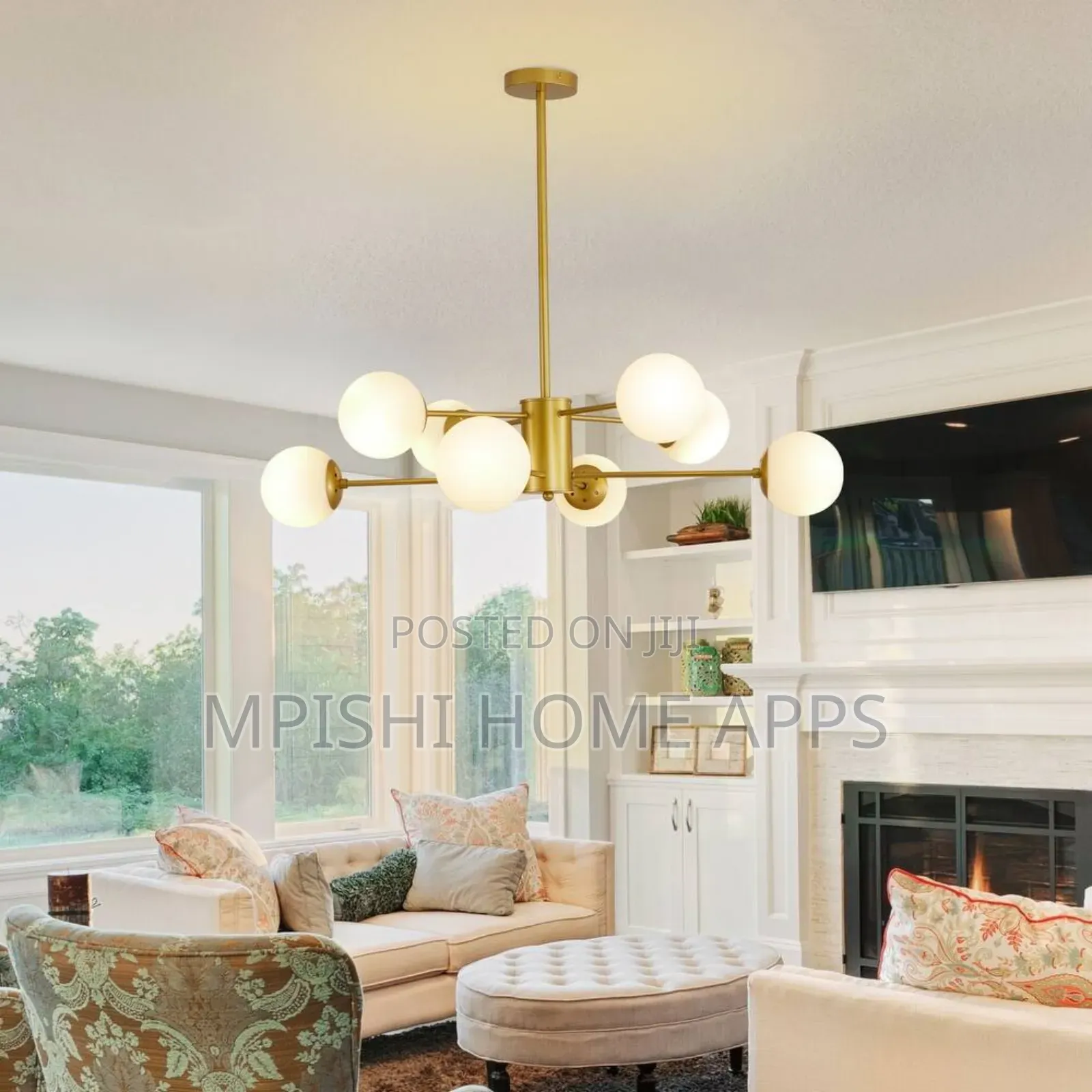 Glass Lampshade Ceiling Light Gold