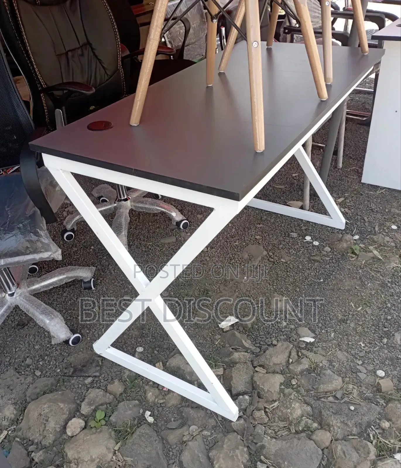 White Stand Metallic Desk.