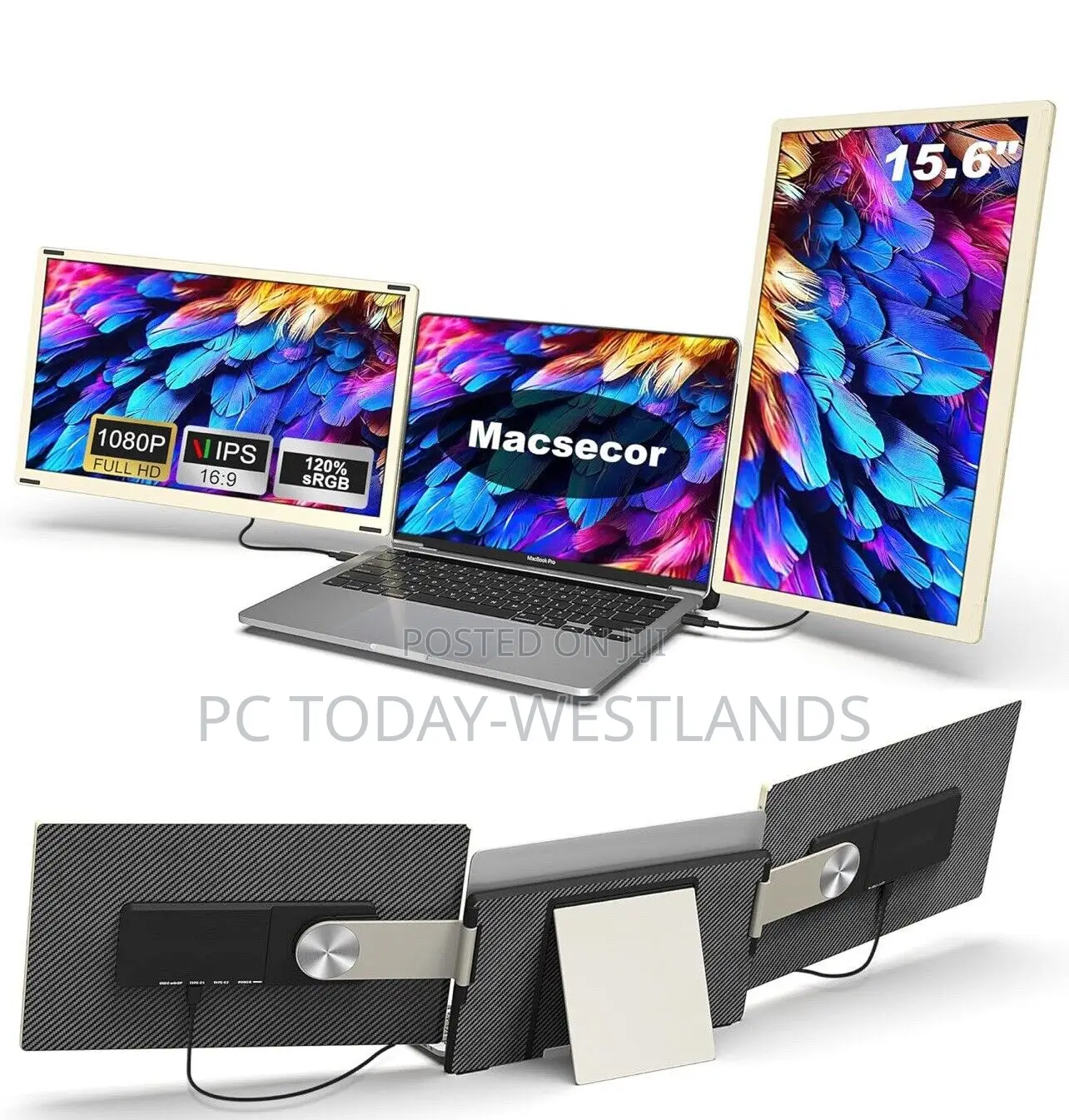 Macsecor Laptop Screen Extender15.6" FHD 1080 Triple Monitor
