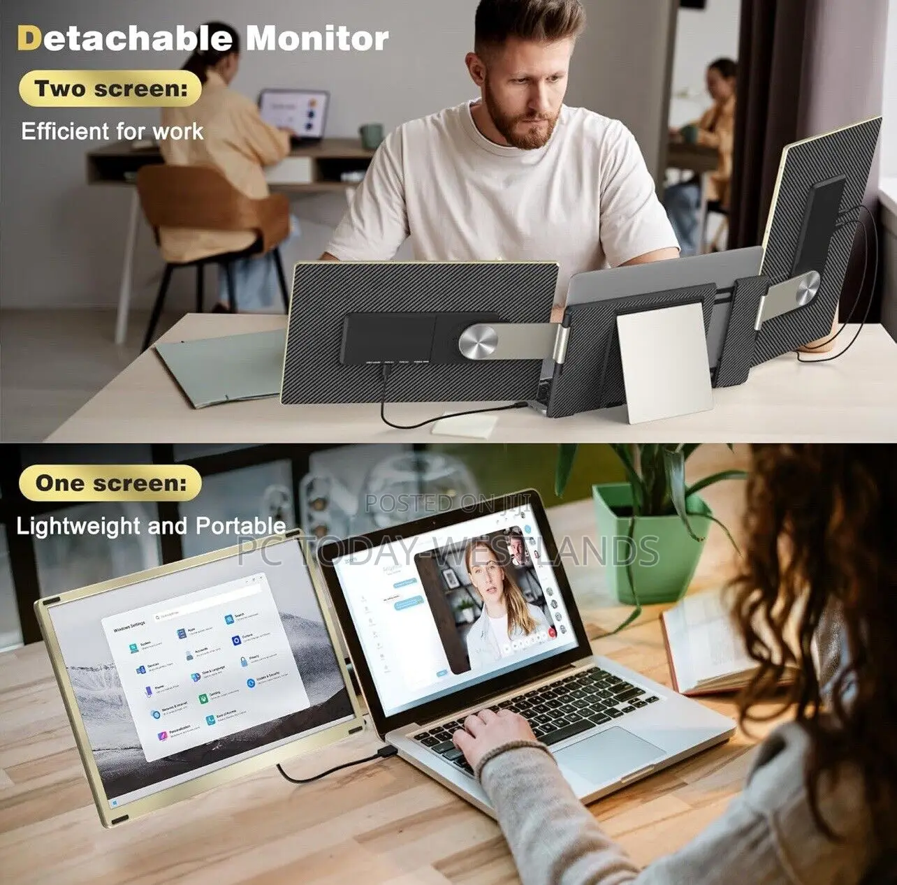 Macsecor Laptop Screen Extender15.6" FHD 1080 Triple Monitor