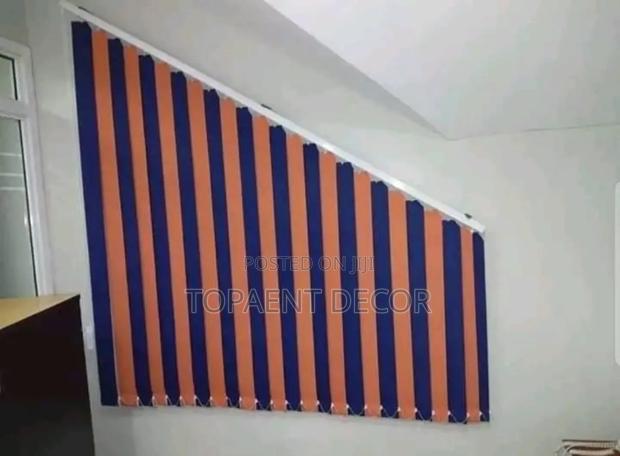 Nevy Blue and Dark Orange House Window Vertical Blinds - main view