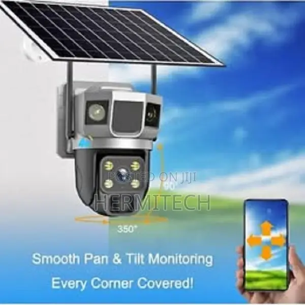 SIM Card Dual Lens Solar CCTV Camera 3 Screens 360 Rotating