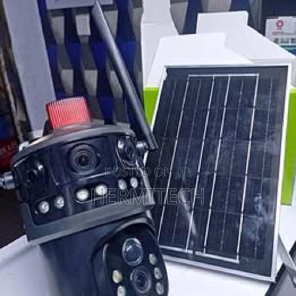 SIM Card Dual Lens Solar CCTV Camera 3 Screens 360 Rotating