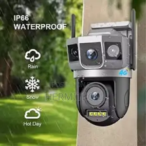 SIM Card Dual Lens Solar CCTV Camera 3 Screens 360 Rotating