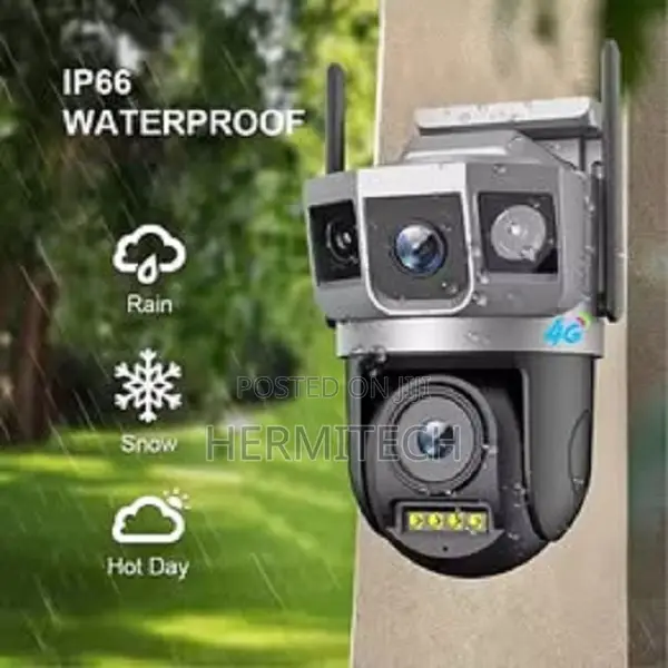 SIM Card Dual Lens Solar CCTV Camera 3 Screens 360 Rotating