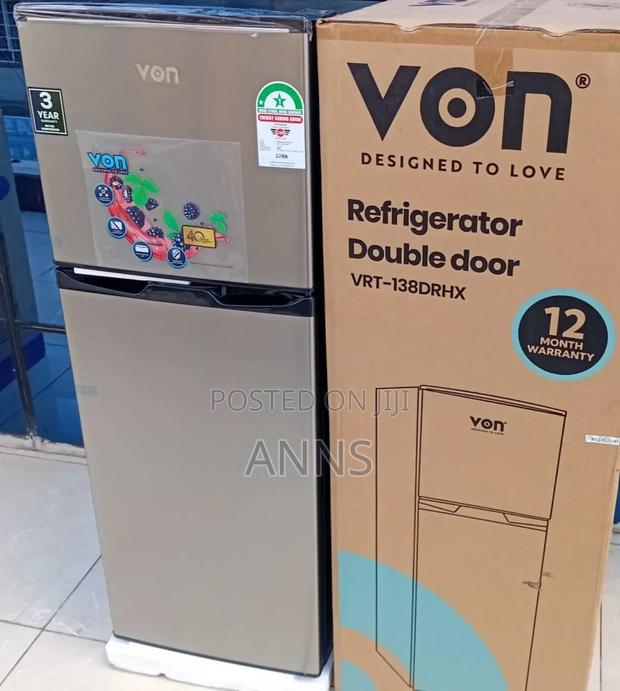 Von 138litres Silver Double Door Refrigerator ~° Defrost