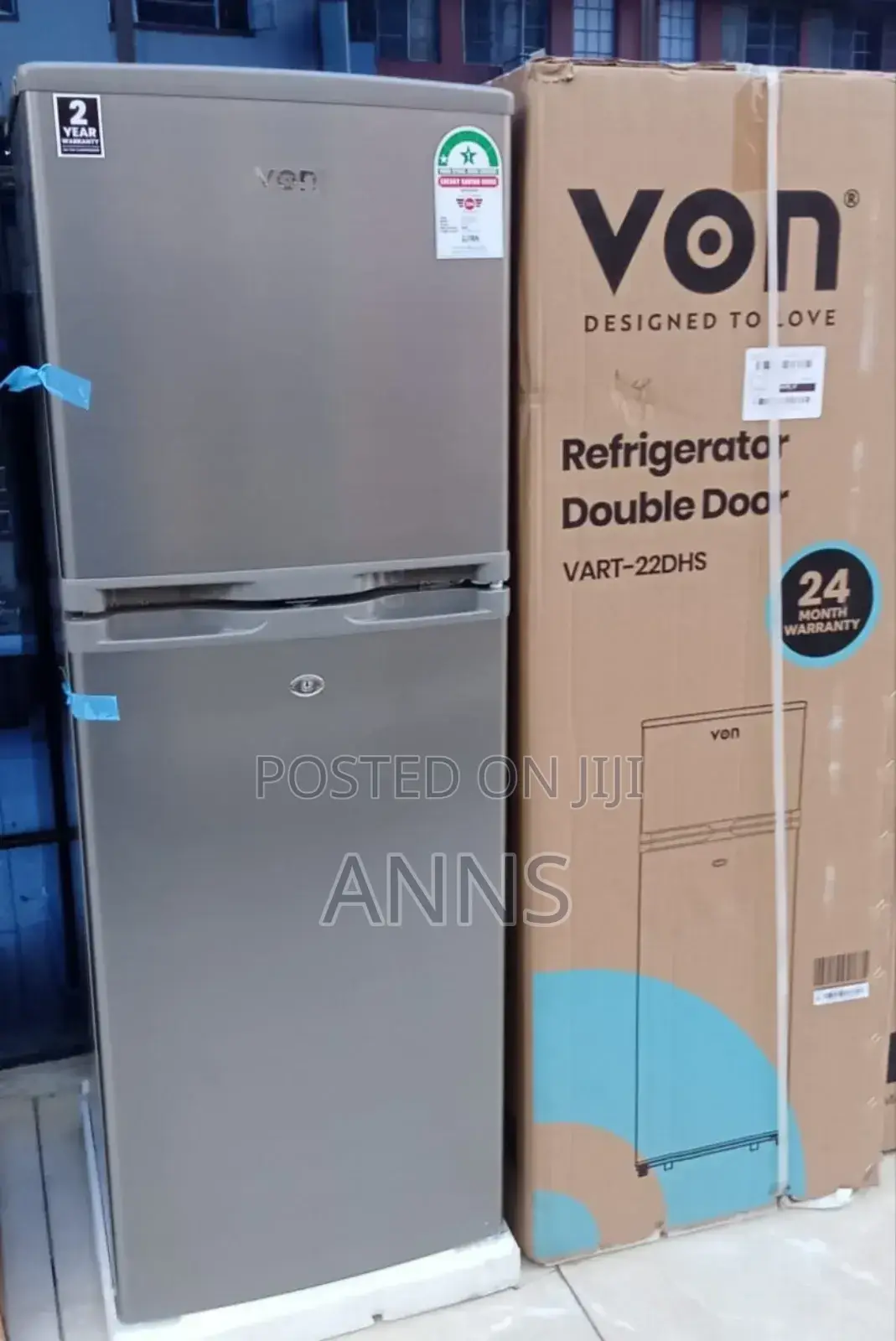 Von 138L ~ VART 22DHS Double Door Refrigerator - Silver