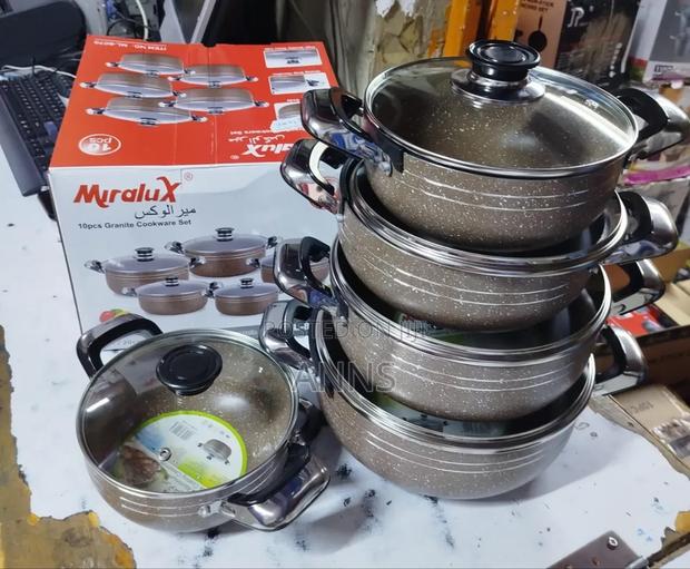 10 PCS Miralux Granite Cookware Pots Brown Set