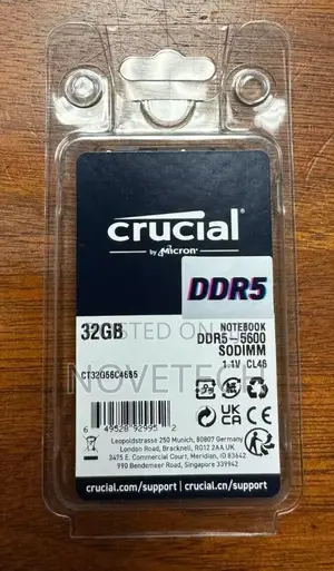 New Crucial 32GB PC5 DDR5 DDR5 5600 Laptop RAM Memory