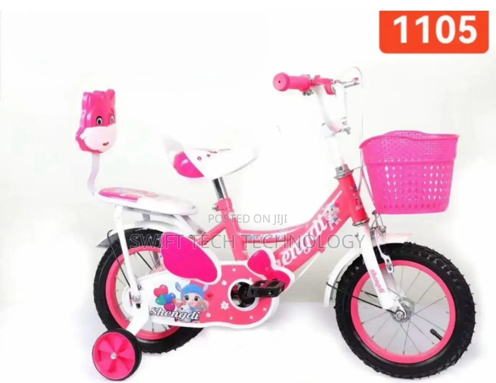 Kids Bicycle Size 16 Pink With Back Seat.