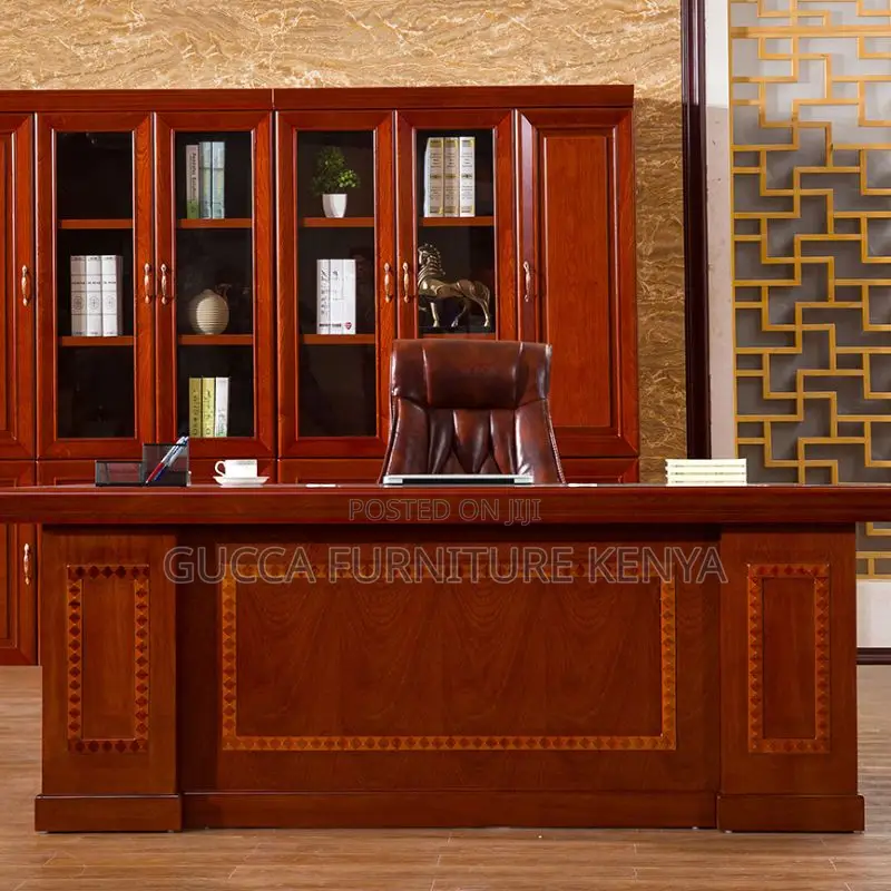 Office Tables:1.6 Meters Executive Mahogany CPU Stand Desk